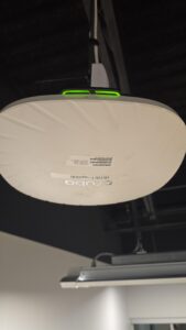 Aruba wireless access point installed on ceiling