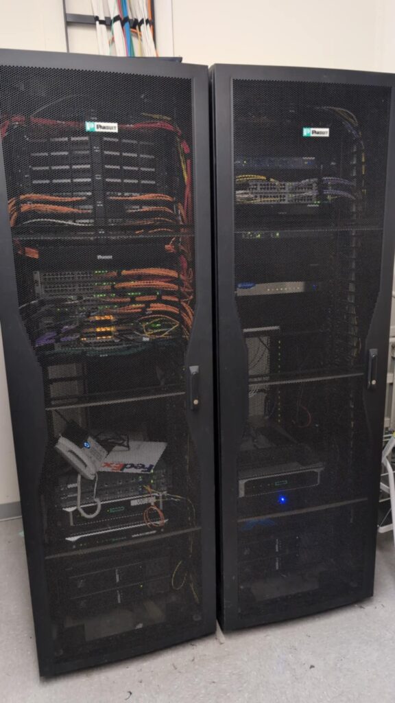 Picture of two server racks installed side by side