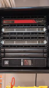 Network rack with switches installed in rack