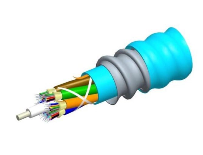 Cross section of an armored fiber optic cable