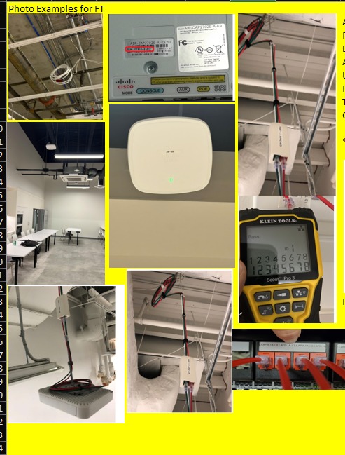 Collage of pictures of wireless access point installation