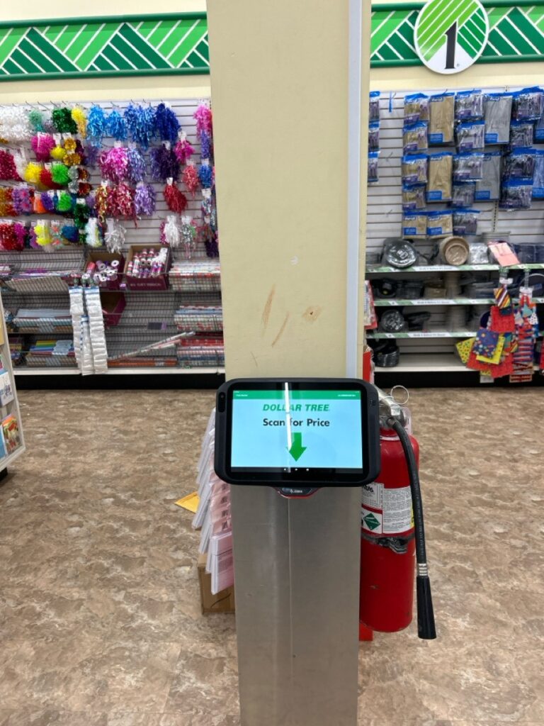 Price checker installed at a Dollar Tree Store