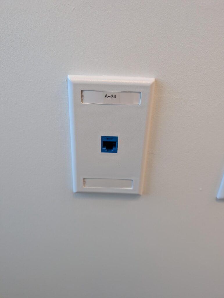 CAT6a Jack installed on wall